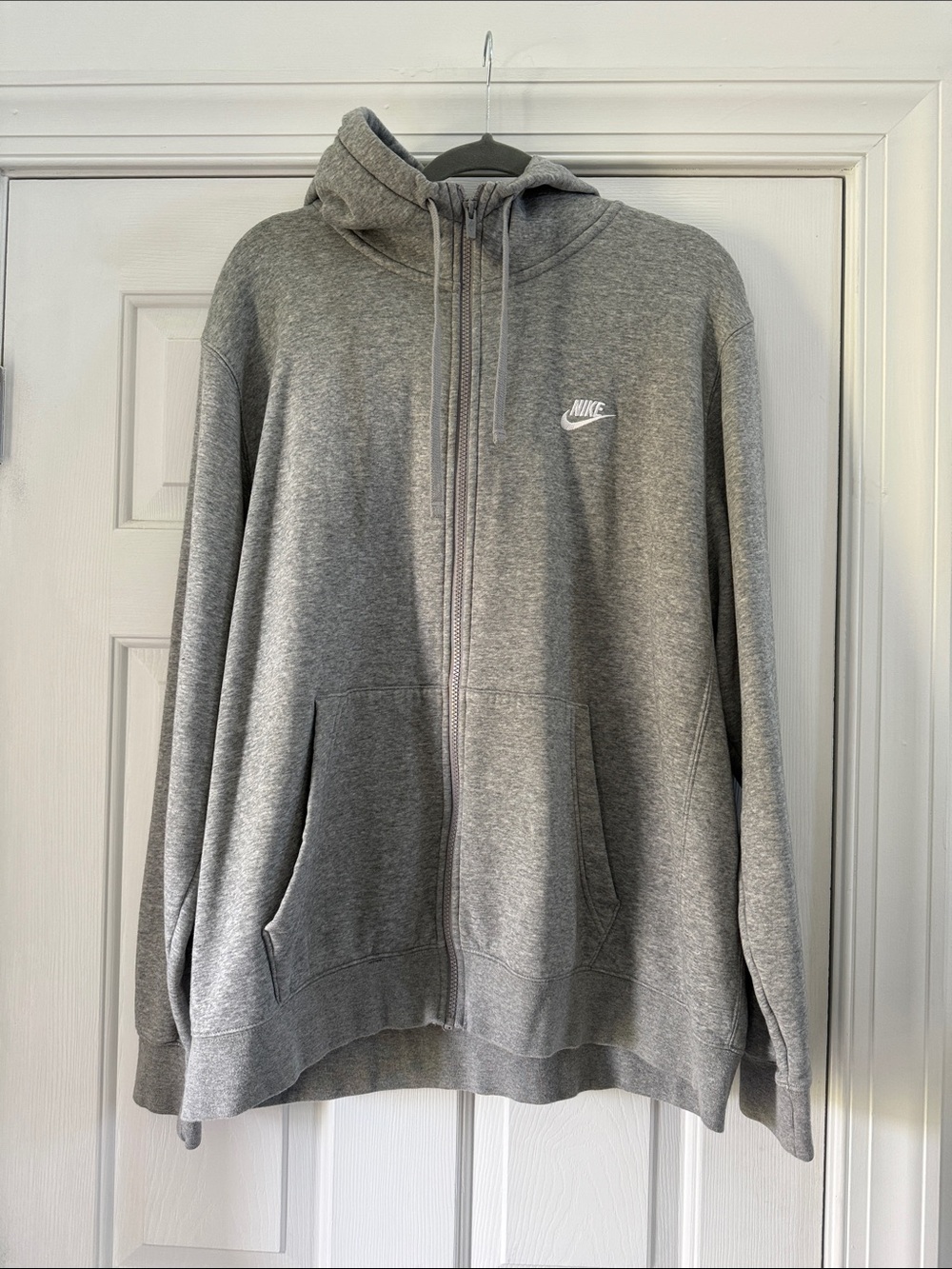 Nike Light Gray Full-Zip Hoodie with Small White Logo